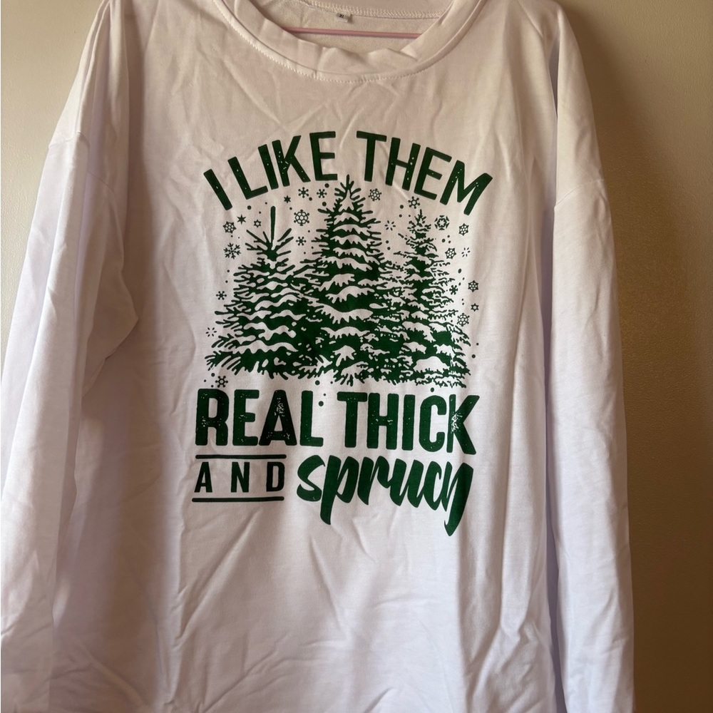 White and Green Holiday Long Sleeve Shirt